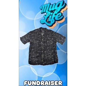 Quiksilver x Stranger Things Men's  L Button Up Veinscose Shirt Black White Wave